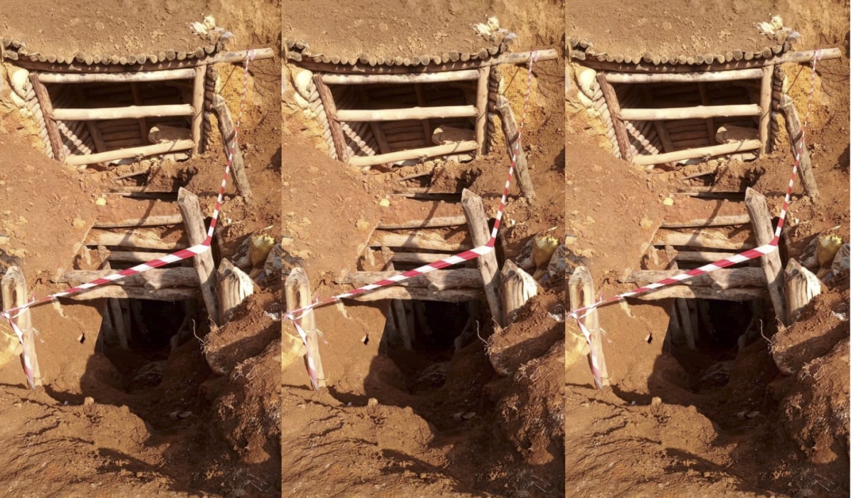 A view of a collapsed mining site that killed three people, in Rutsiro District,  on Sunday, October 19. Courtesy