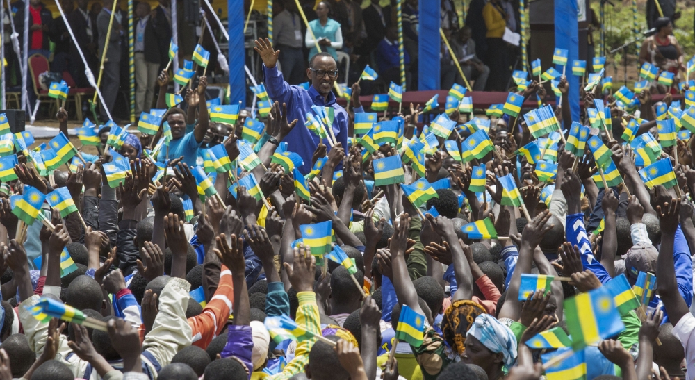 President Paul Kagame greets thousands of residents during his outreach in Rubavu. Courtesy
