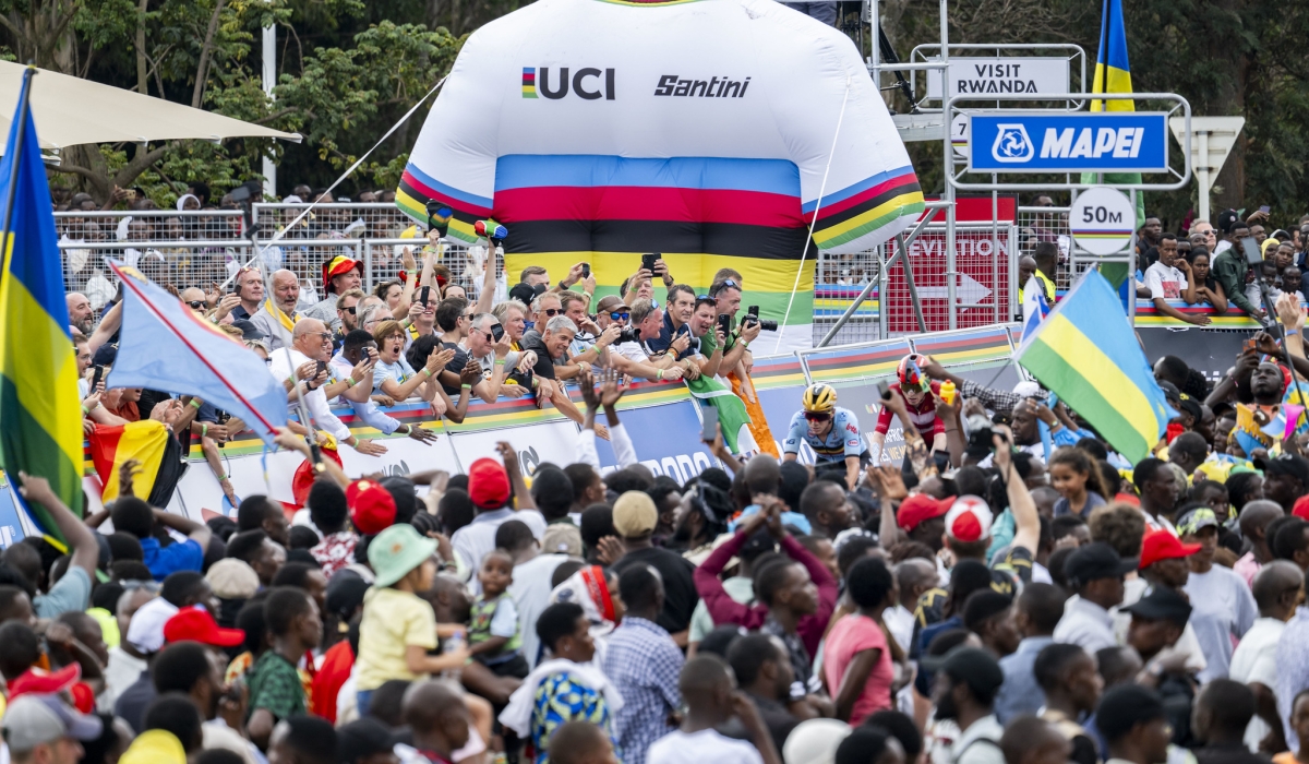 Thousands of cycling fans at the UCI Road World Championships in Kigali on September 28.  Rwanda aims to more than double MICE annual revenues. Courtesy