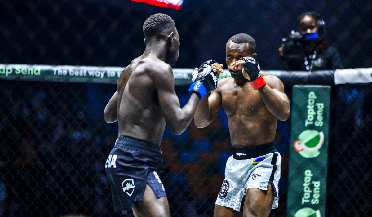 James Opio’s fight against Uganda’s Isaac Omeda ends in a unanimous draw during the PFL Africa held at BK Arena on October 18-Photo by Olivier Mugwiza. 