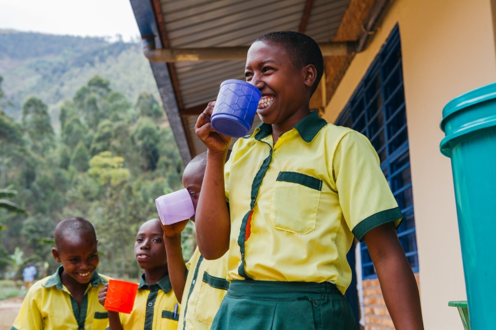 Following the completion of a water supply project by Water For People, students are now accessing clean water. Courtesy