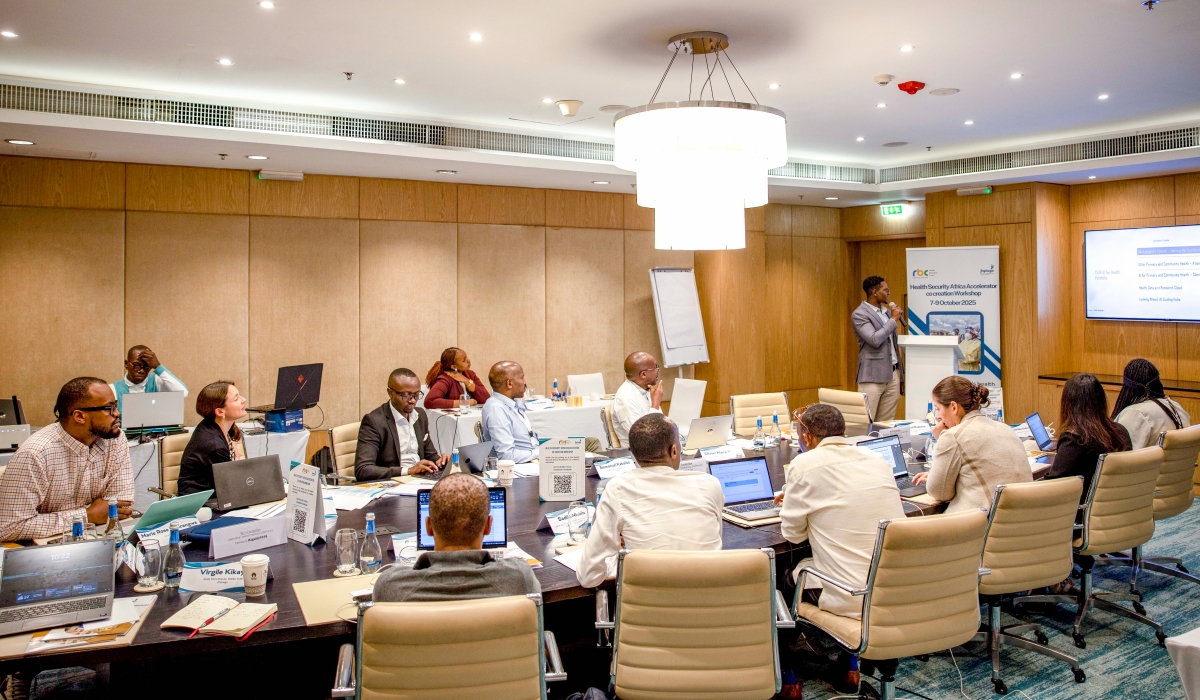 Presentation by Cyprien Nshimiyimana, Strategy and Policy Analyst at Centre for the Fourth Industrial Revolution, on shaping the trajectory through supporting governments on AI and machine learning. Courtesy photos