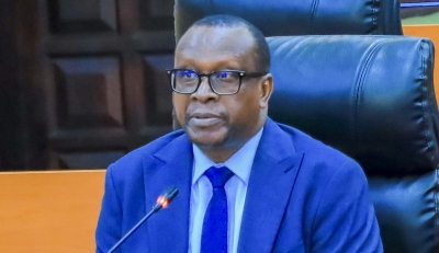 The Minister of National Unity and Civic Engagement, Jean-Damascène Bizimana addresses senators on Monday, October 20. Courtesy
