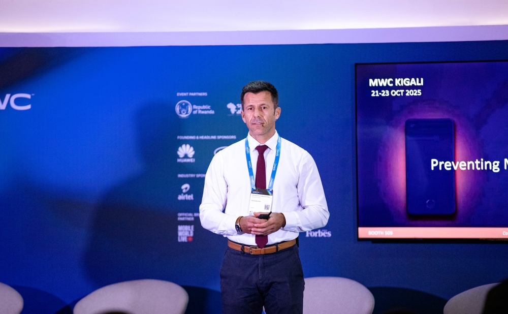 Michael Houis, Head of Sales at FraudBuster, speaks about how the company uses machine learning to detect and block mobile money fraud before losses escalate, during MWC Africa in Kigali. FraudBuster partners with several African telecoms to safeguard users’ trust and financial security.
