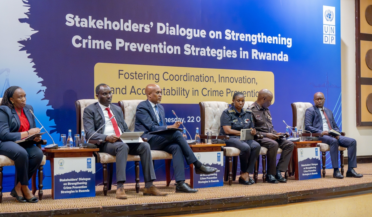 Panelists during a dialogue that aimed to explore strategies for strengthening crime prevention in Rwanda on October 22 in Kigali. Courtesy