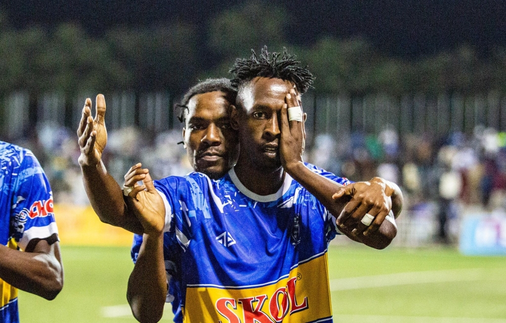Habimana celebrates his lone goal that gave Rayon Sports victory. Photo credit: Rayon Sports media.