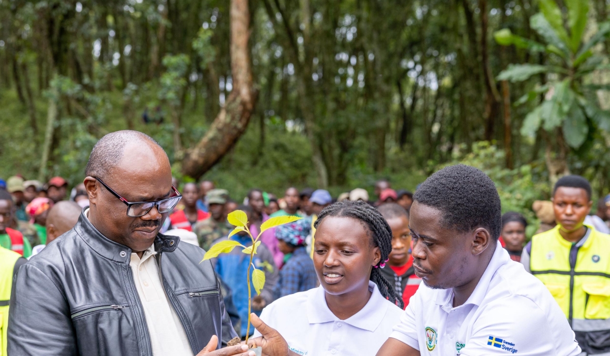 Prime Minister Justin Nsengiyumva joins residents of Karongi District for a tree-planting activity during Umuganda monthly community work on Saturday, October 25.
