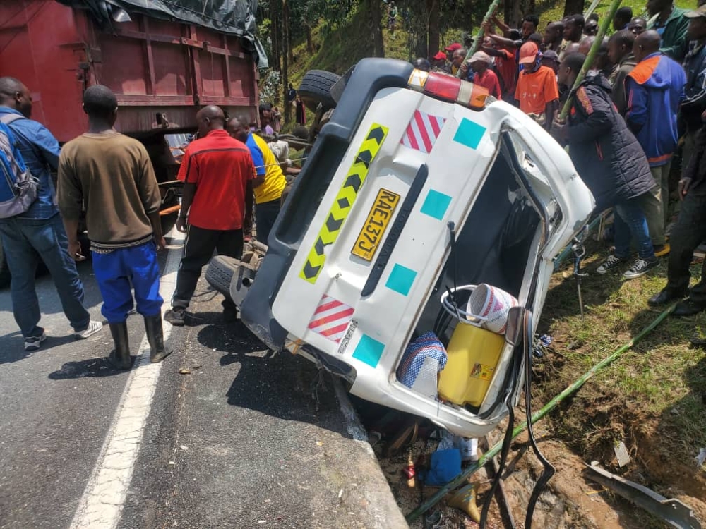 A view of the accident scene where a Toyota HiAce minibus rolled over on Sunday, October 26. Courtesy 