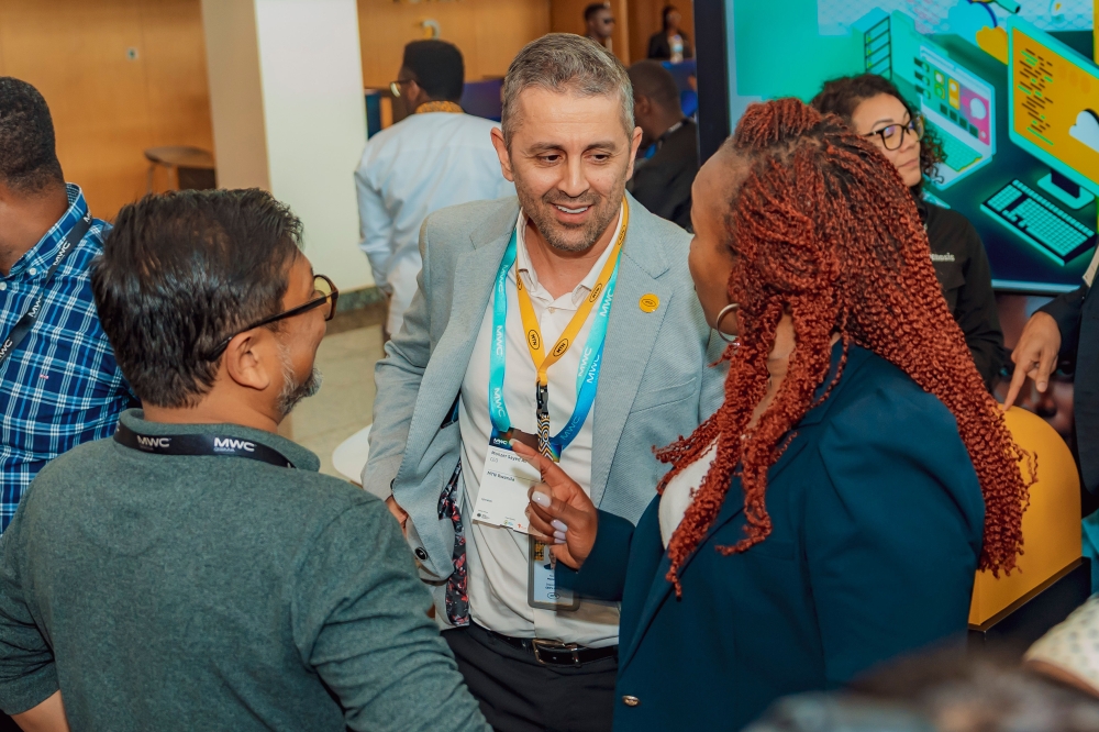 MTN Rwanda Chief Executive Officer Monzer Ali interacts with participants at the Global Mobile Congess atv Kigali Convention Centre on Wednesday, October 22. Courtesy