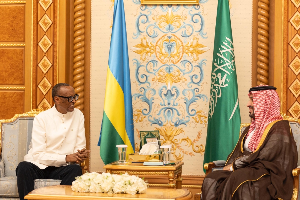 President Paul Kagame meets with  Saudi Crown Prince Mohammed bin Salman, ahead of the 9th edition of the Future Investment Initiative, on Monday, October 27. Village Urugwiro