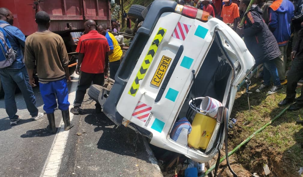 A view of the accident scene where a Toyota HiAce minibus rolled over on Sunday, October 26. Courtesy 