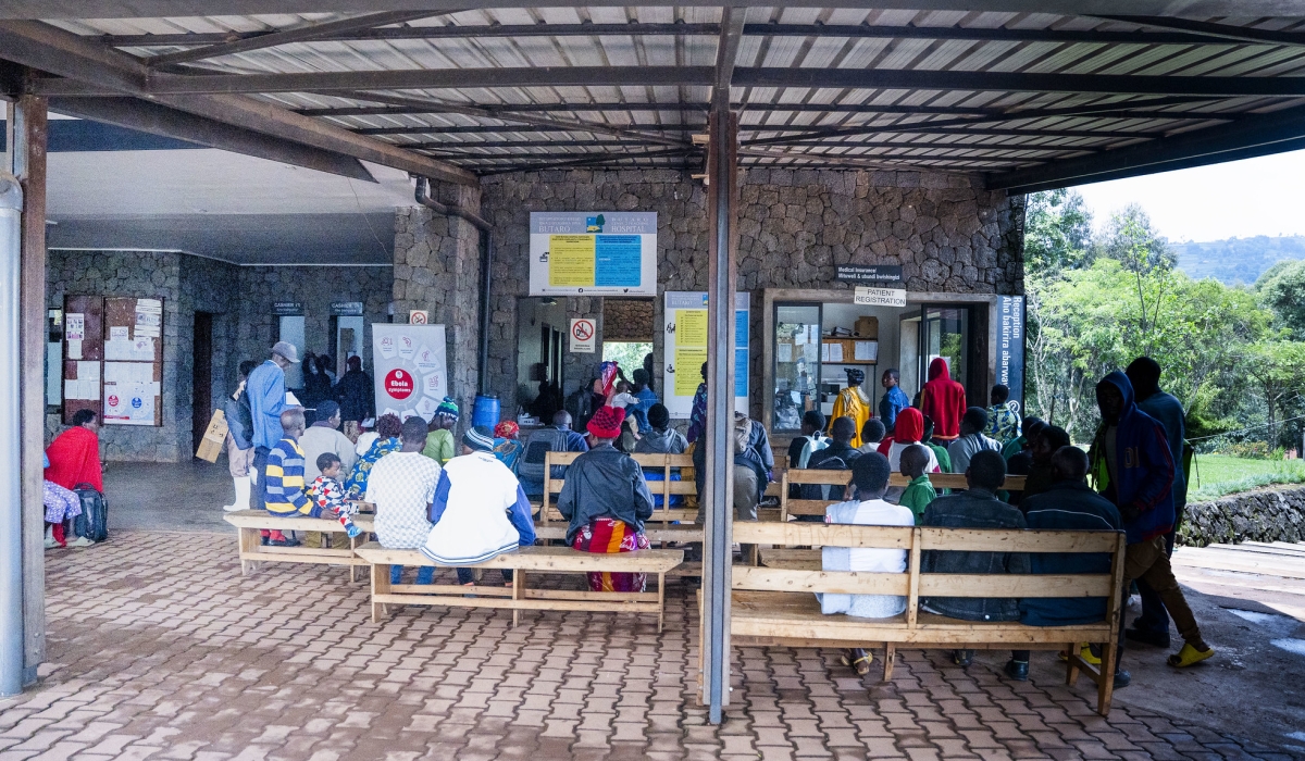 Patients in the waiting area at the reception of Butaro Hospital. Photo by Kellya Keza