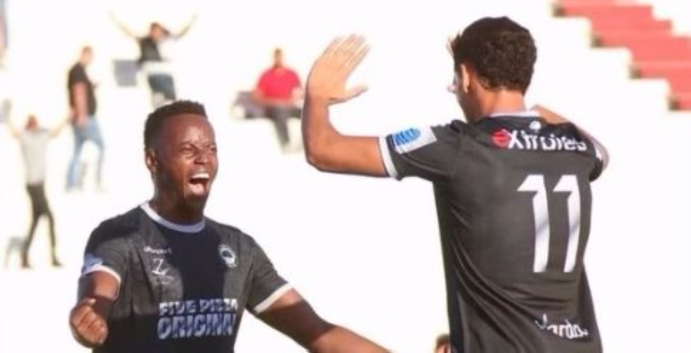 Rwanda international striker Innocent Nshuti celebrates his goal  after netting a brace in ES Zarzis’ 3-0 victory over Olympique Béja on Sunday, October 26 in Tunisia. Courtesy