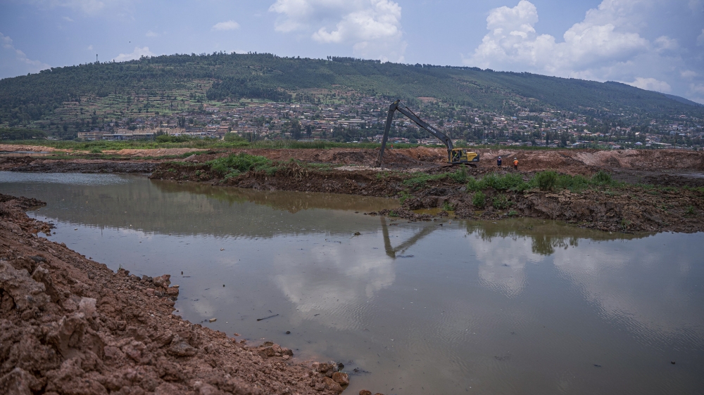 A newly created pond at Nyabugogo wetland. Photo by Kellya Keza
