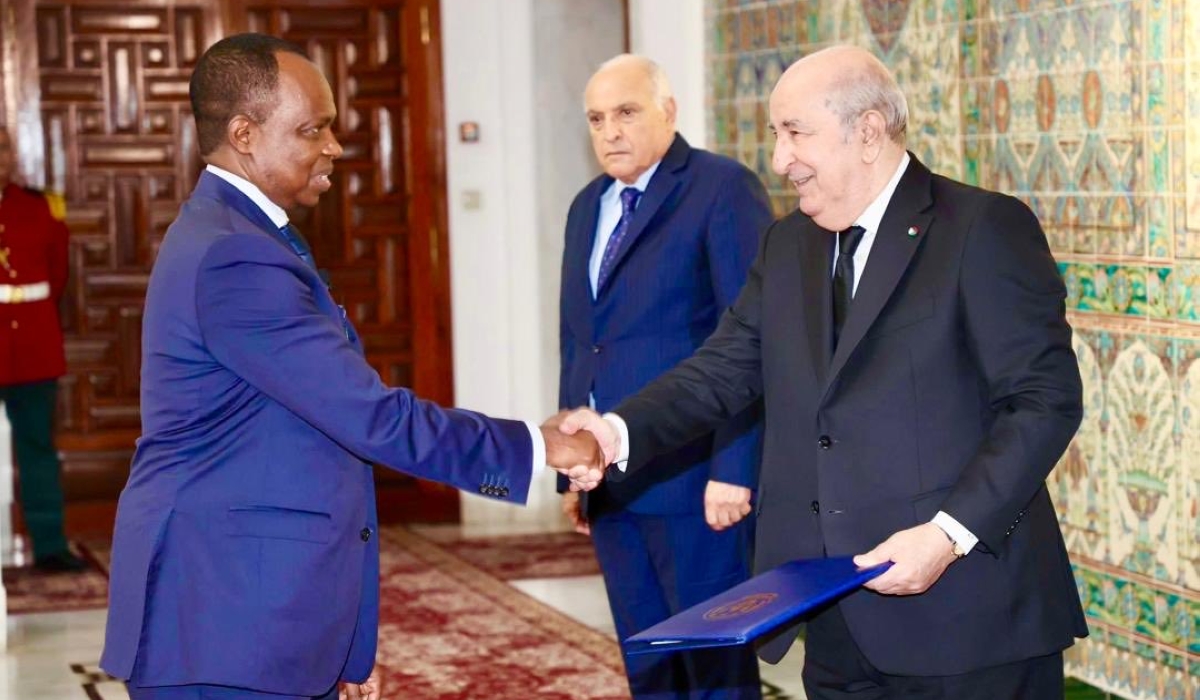 Ambassador Vincent Karega  presents his credentials to President of Algeria Abdelmadjid Tebboune, on Tuesday October 28. Courtesy