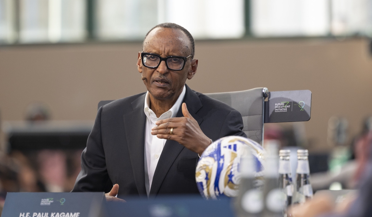 President Paul Kagame speaks during a high-level panel discussion   at the 9th Future Investment Initiative (FII9), in Riyadh, Saudi Arabia on Tuesday,  October 28. Photos by Village Urugwiro