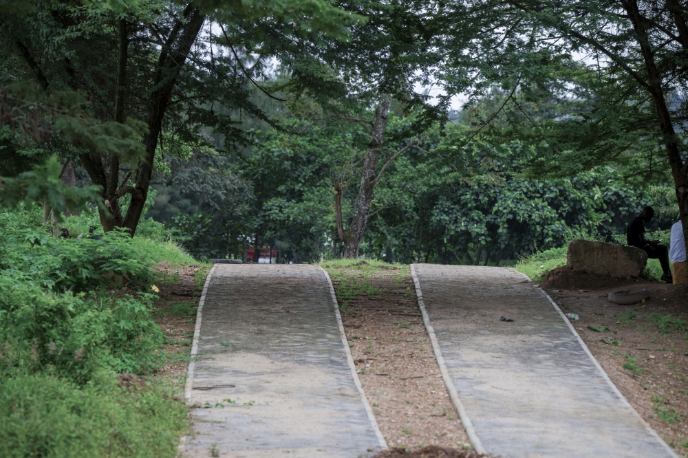 A total of 61.5 km of walkways and cycle lanes are being developed to promote eco-friendly mobility and public access to nature. Gikondo leads with 16.9 km, followed by Rugenge-Rwintare (15.5 km), Rwampara (10.0 km), Kibumba (9.8 km), and Nyabugogo (9.3 km). Courtesy