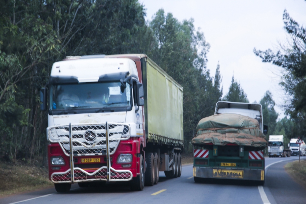 Cross-border trucks transporting goods from Tanzania  to Rwanda. Photo by Craish Bahizi