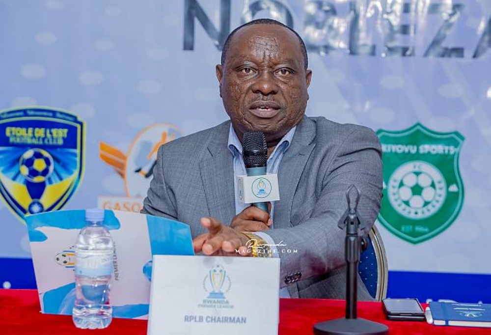Rwanda Premier League chairman Yussuf Mudaheranwa, addresses journalists. Courtesy