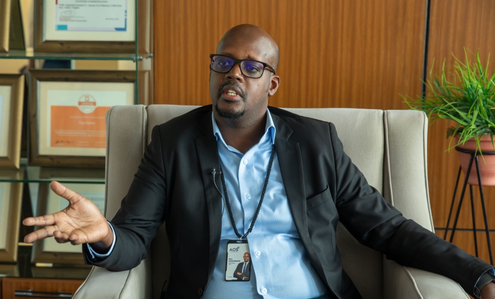 Dan Gasangwa, Chief Marketing Officer at AOS  during an interview in Kigali  on October 16, 2025. Photos by Willy Mucyo