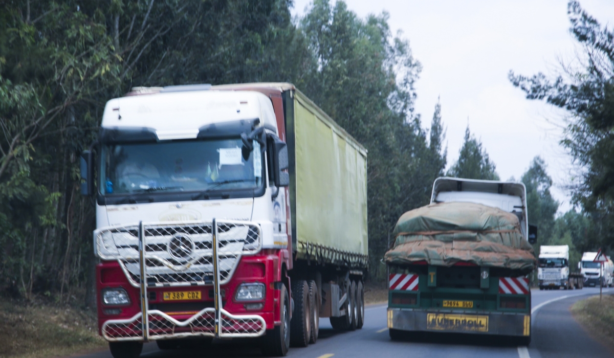 Cross-border trucks transporting goods from Tanzania  to Rwanda. Photo by Craish Bahizi