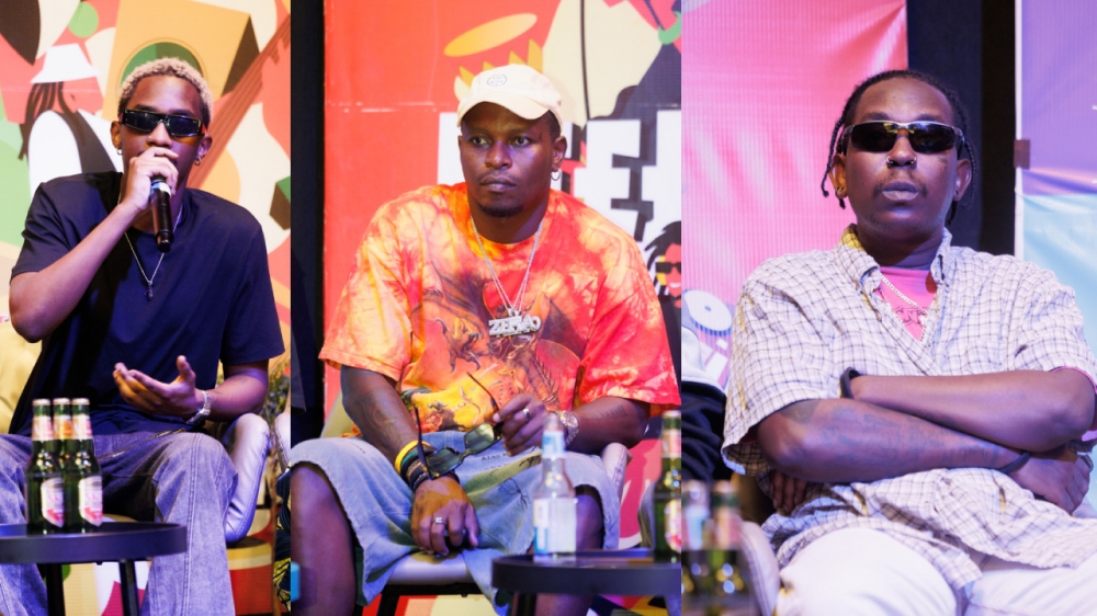 From left, Logan Joe, Bulldogg, and Bushali are among the performers set to take the stage at this Saturday’s Mic Tribe at Mundi Center. COURTESY
