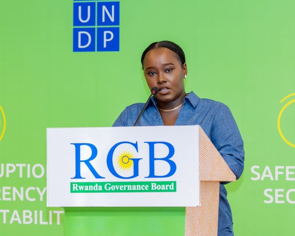 Doris Uwicyeza Picard, RBG Chief Executive Officer, speaks at the launch of 12th edition of Rwanda Governance Scorecard on Friday, October 31. Courtesy of RGB