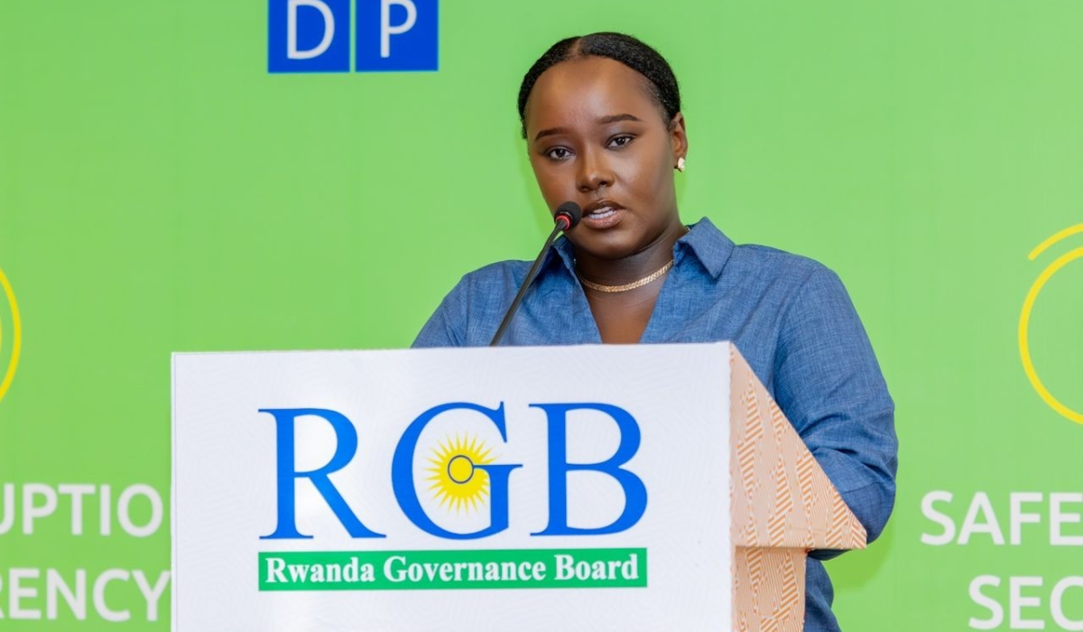 Doris Uwicyeza Picard, RBG Chief Executive Officer, speaks at the launch of 12th edition of Rwanda Governance Scorecard on Friday, October 31. Courtesy of RGB