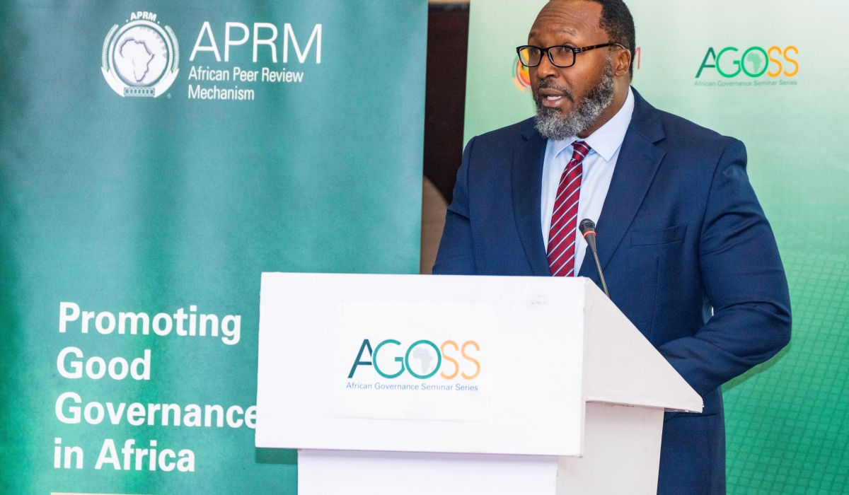 McBride Peter Nkhalamba, Director of Governance and Specialised Reporting at the African Peer Review Mechanism, delivers his remarks during the launch of the African Credit Rating Agency on October 3