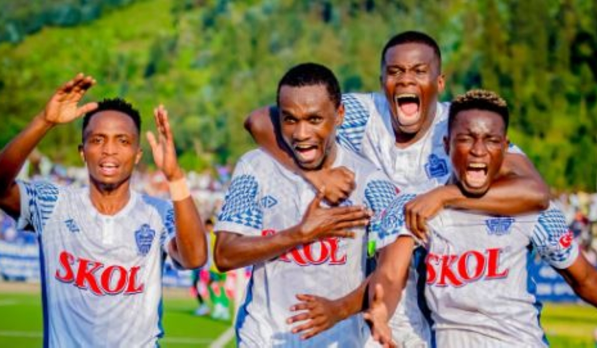 Rayon Sports captain Ali Serumongo celebrates with his teammates after their 1-0 win over Marine FC on November 2. Courtesy.