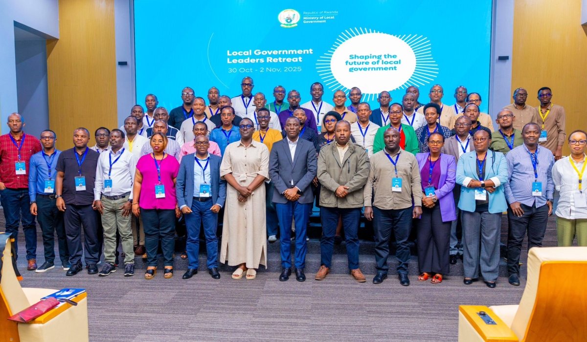 Government officials gather for a group photo during the closing session of the retreat at Gako Military Academy on November 2.  