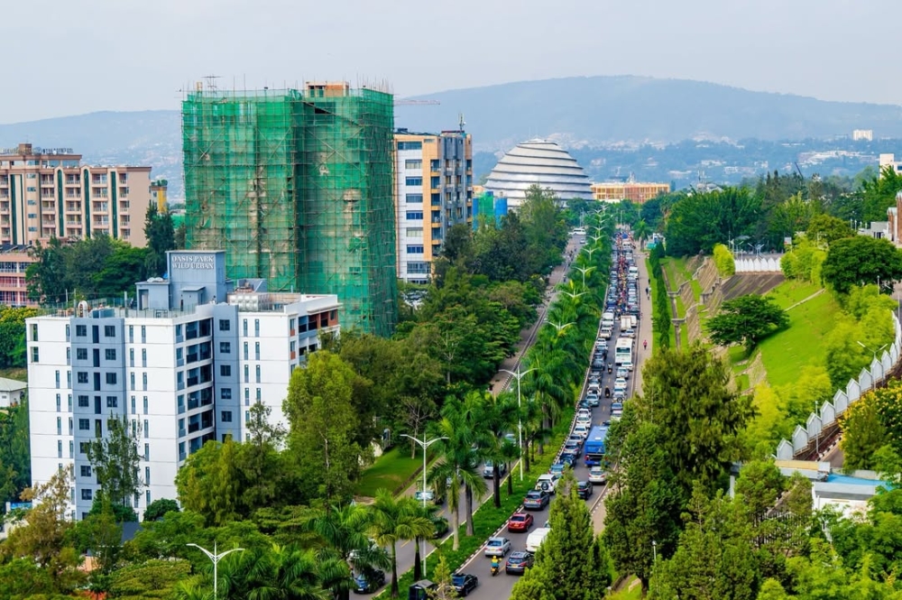 An aerial view of Gishushu Road leading to Kimihurura. Rwanda has made remarkable progress over the past three decades, rebuilding from the difficult years before 1994. Courtesy Photo