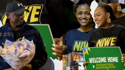 Gospel singer Richard Nick Ngendahayo arrives at Kigali International Airport on November 3 after 17 years in the United States, ahead of his homecoming concert later this month. COURTESY.
