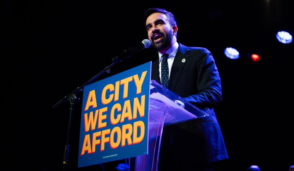Mamdani speaks during the campaigns.