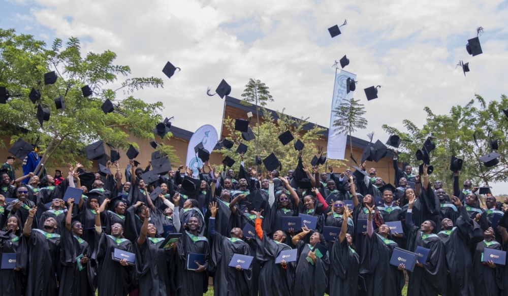Students celebrate during RICA’s third graduation ceremony for the Class of 2025 at the Bugesera campus on September 19. Photo: Craish Bahizi