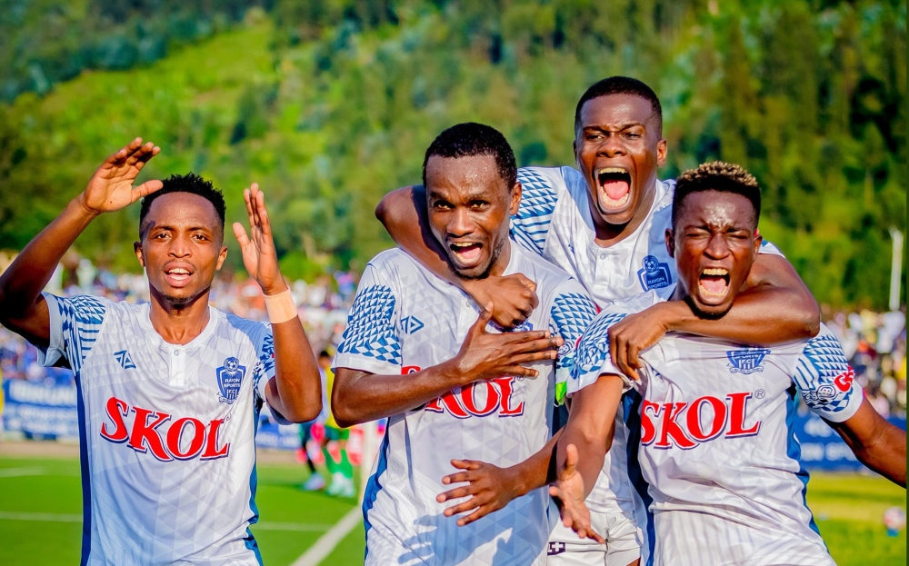 Rayon Sports players celebrate a goal during a previous match against Marines FC. Courtesy