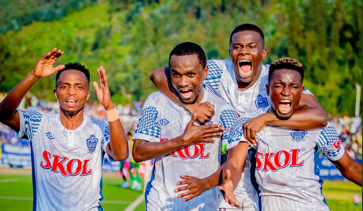 Rayon Sports players celebrate a goal during a previous match against Marines FC. Courtesy