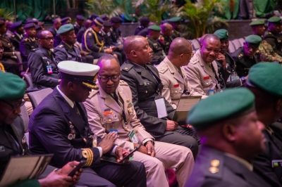 Military officers attend the second Land Forces Commanders Symposium at the Intare Conference Arena in Kigali on October 21. File