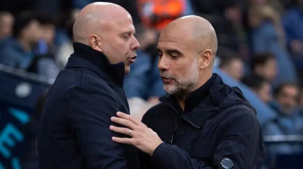 Liverpool head coach Arne Slot and Manchester City counterpart Pep Guardiola are trying to chase down Arsenal at the top of the Premier League table