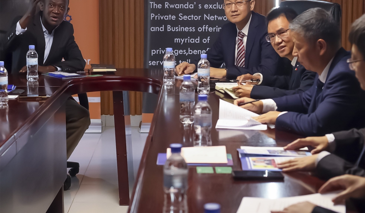 PSF’s Chief Operations Office, Faustin Karasira, interacts with a delegation from Hunan Province in China, during their visit to Rwanda on November 7. Courtesy of PSF