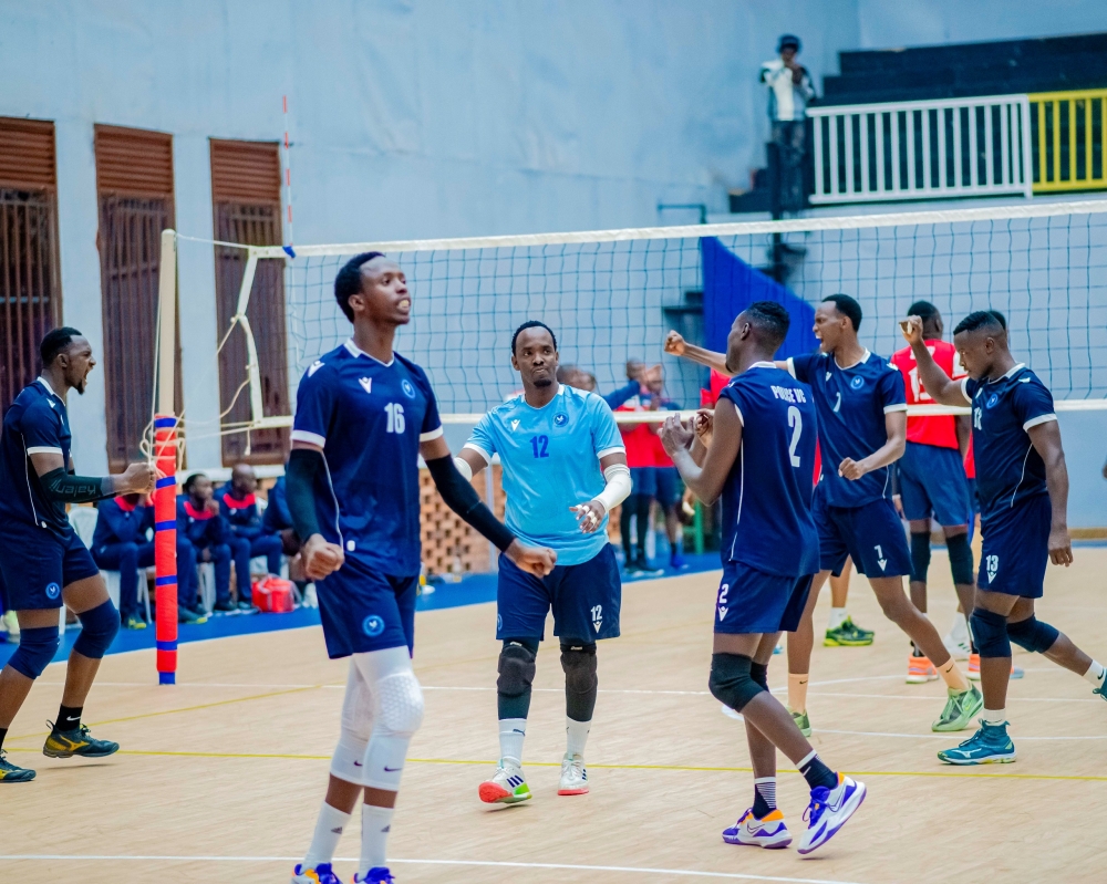 Young receiver Patrick Ishimwe (16) shined for Police VC as they came from a set down to beat REG VC on Friday, November 7-courtesy