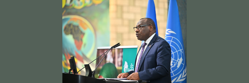 Ambassador Claver Gatete, United Nations Under-Secretary-General and Executive Secretary of the Economic Commission for Africa speaks  during the official opening of the 2025 Conference on Land Policy in Africa.