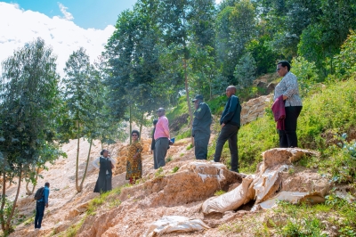 Members of Parliament during an outreach visit in Gasabo District, where they toured various mining sites. Courtesy