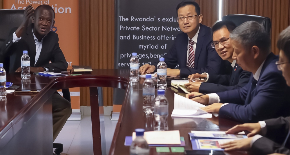 The Private Sector Federation Chief Operating Officer, Faustin Karasira, meets  a Chinese delegation from Hunan Province in Kigali on Friday, November 7. Courtesy