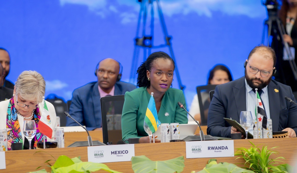 Minister of Environment, Bernadette Arakwiye speaks during the ongoing 30th United Nations Climate Change Conference (COP30) in Belém, Brazil. Courtesy