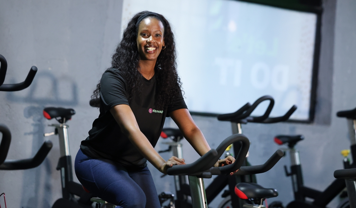 Michelle Nkurunziza, a certified spinning instructor at the Fitness during a demo ahead of the event expected to run from 900 a.m. to 1200 p.m.