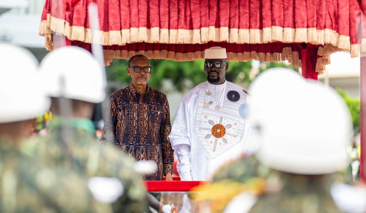 President Paul Kagame with Guinea’s President Mamadi Doumbouya in Conakry on Tuesday, November 11.   Photo by Village Urugwiro