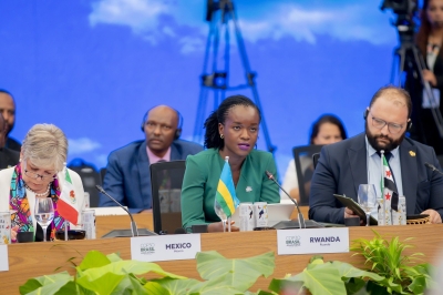 Minister of Environment, Bernadette Arakwiye speaks during the ongoing 30th United Nations Climate Change Conference (COP30) in Belém, Brazil. Courtesy