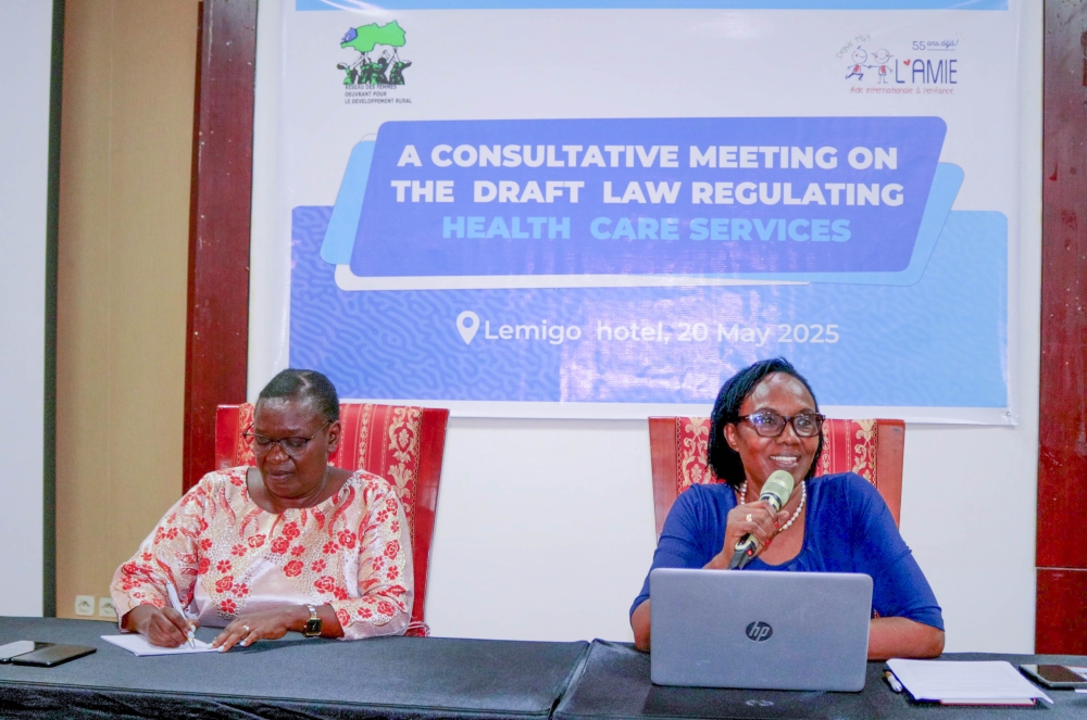 Officials during a consultative meeting on  the new law  regulating healthcare services that was adopted by the Cabinet. in Kigali. Courtesy