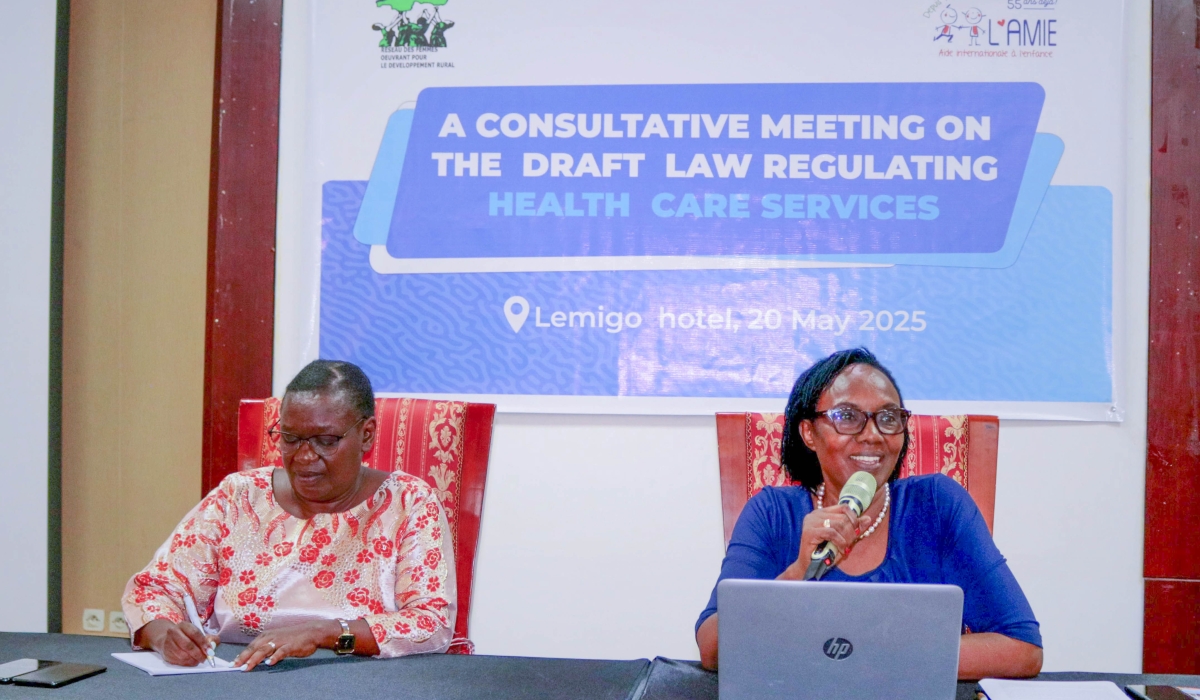 Officials during a consultative meeting on  the new law  regulating healthcare services that was adopted by the Cabinet. in Kigali. Courtesy